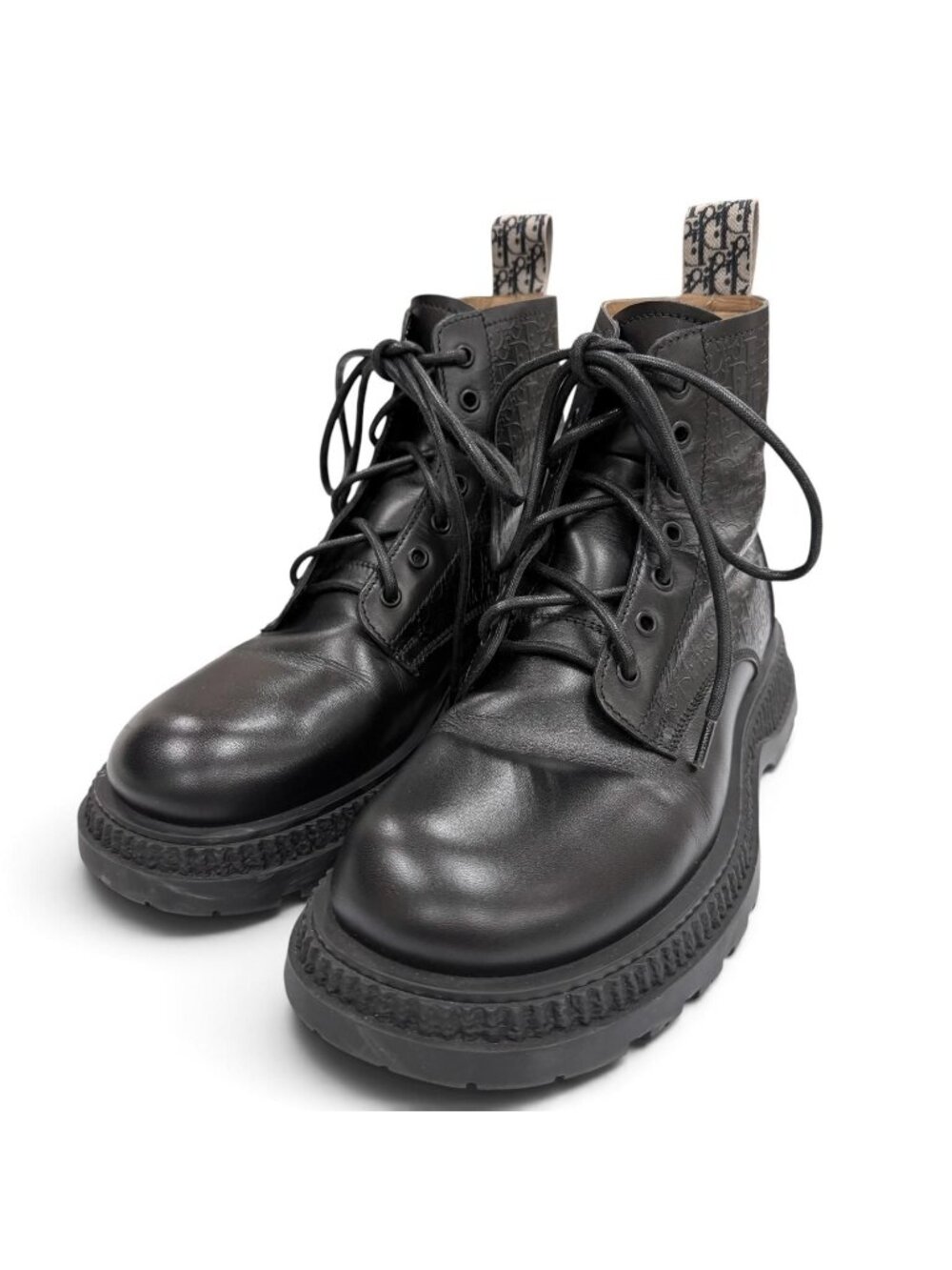 Dior Homme Buffalo Lace Up Boots Leather Oblique Black